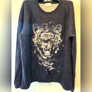 Hush navy gray tiger knitted sweater size M